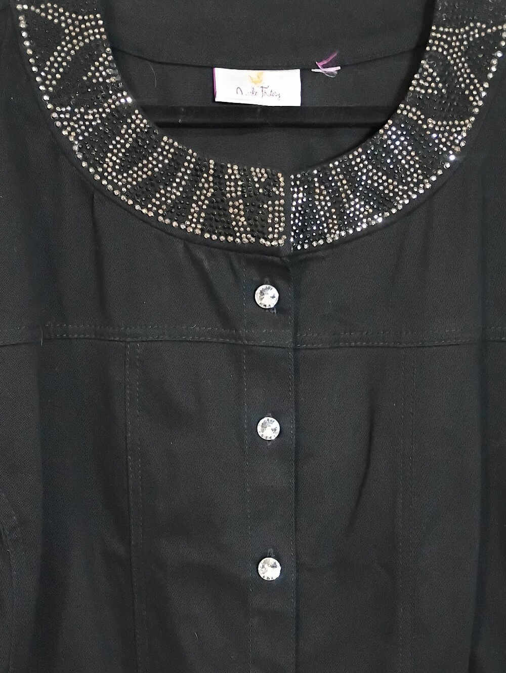Quacker Factory Rhinestone Embellished Black Button-Front Jacket - Picture 5 of 9